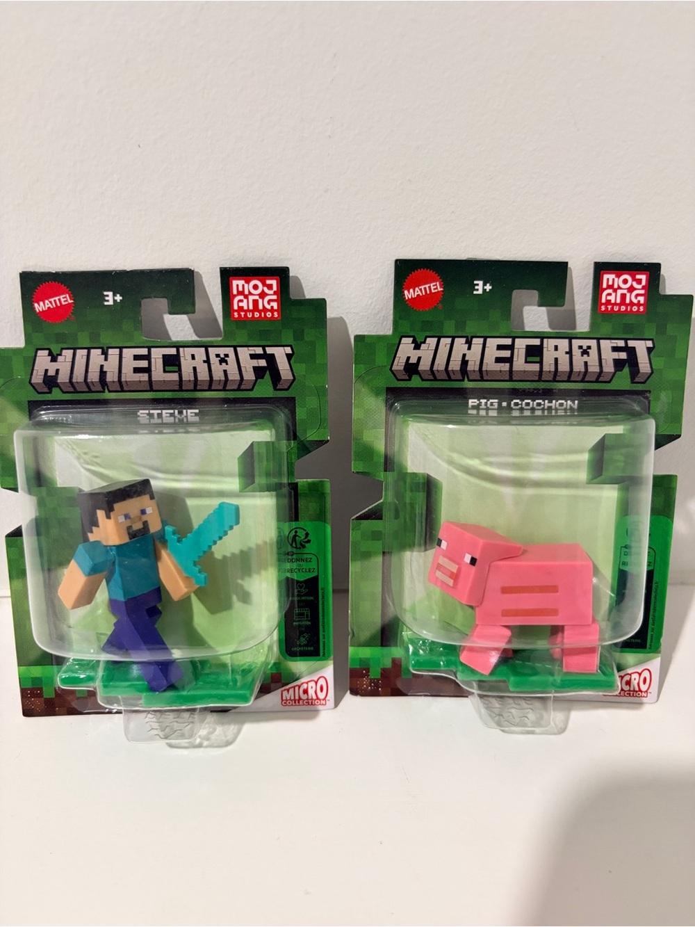 Mattel Minecraft Micro Collection Steve and Pig Figures cake topper